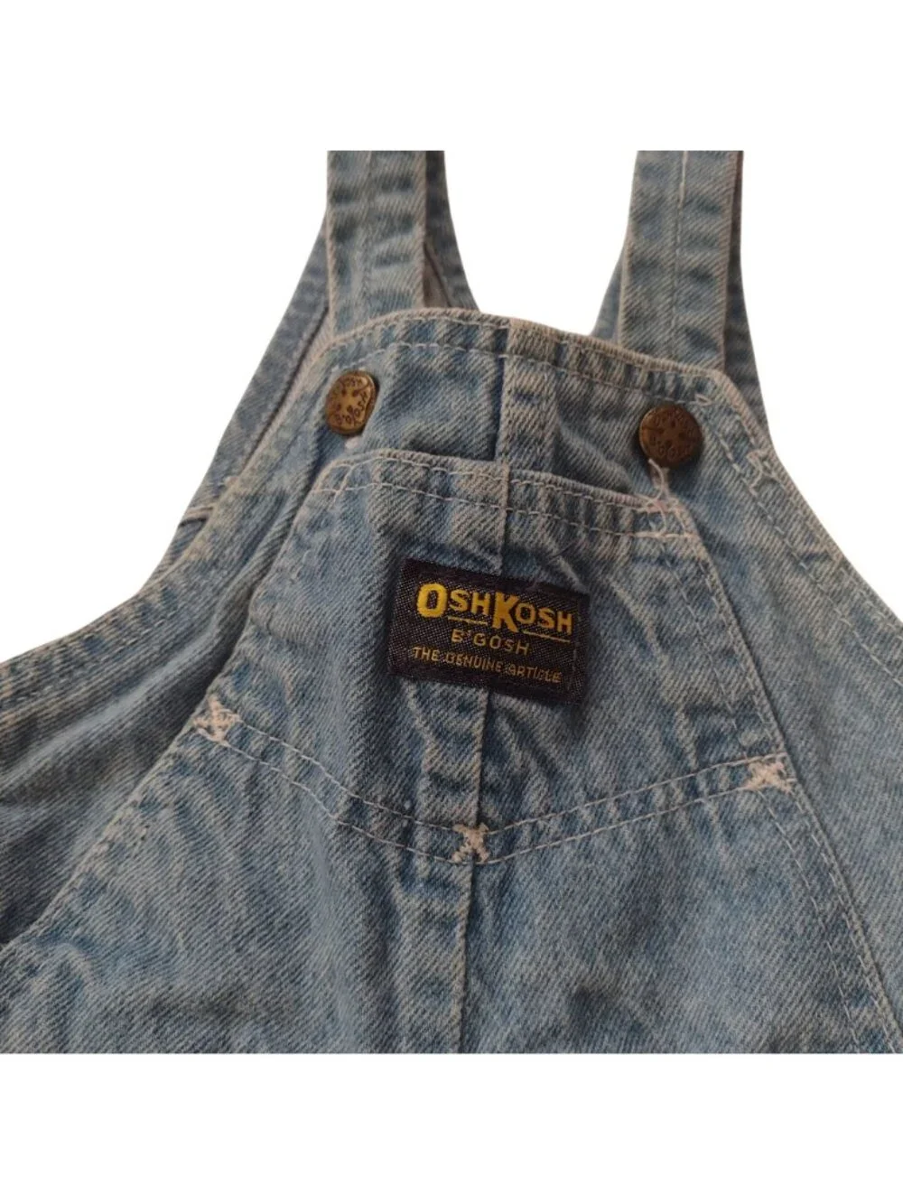 Vtg Oshkosh Baby Denim Overalls 24M Vestbak Bubble Leg Unisex w Side Pockets - Picture 2 of 9